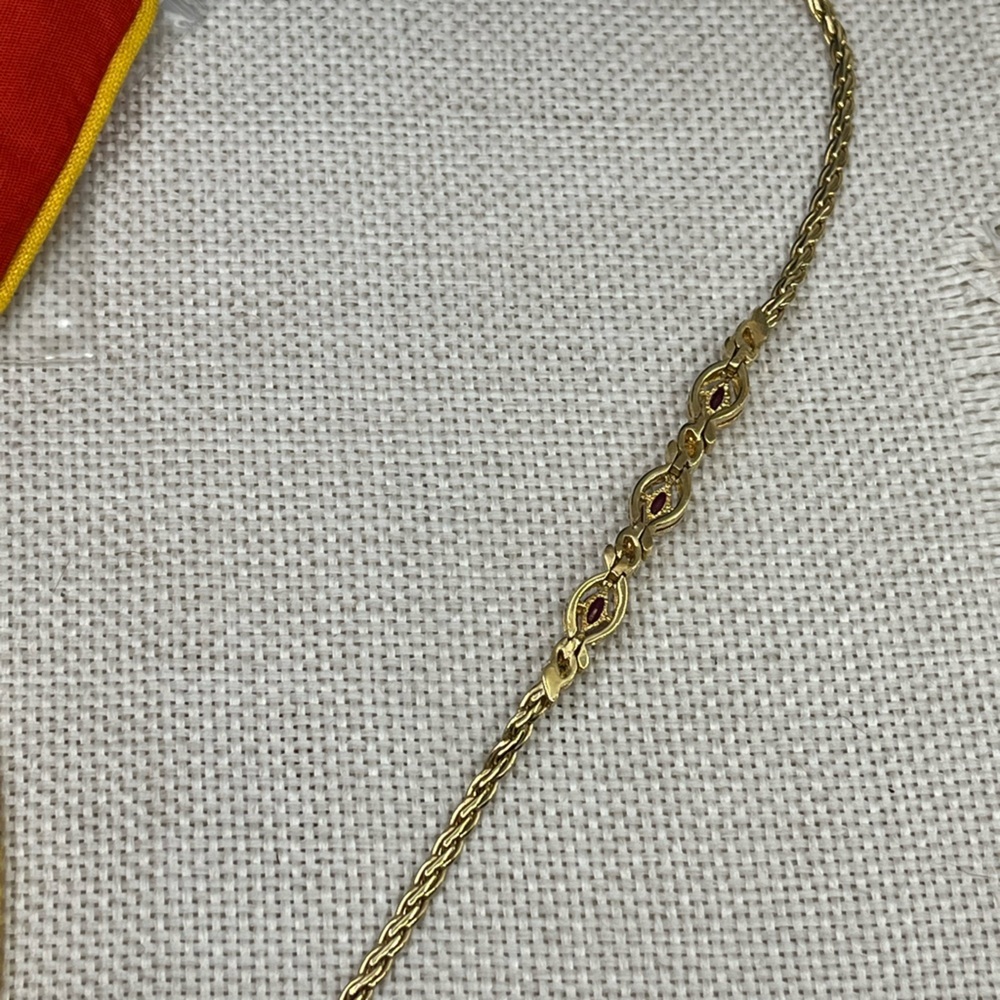 ✨ Vintage 925 Sterling Silver Gold Vermeil Ruby & CZ Tennis Bracelet - 7.25” - Picture 12 of 17